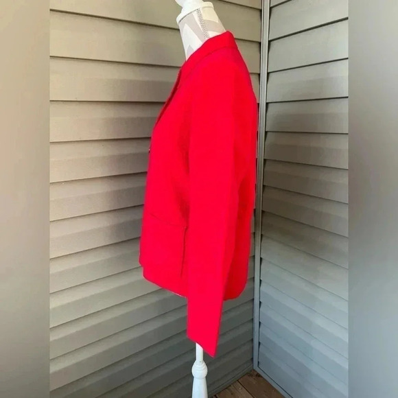 Vintage Lands' End Boiled 100% Wool Button Front Coat Blazer Red Sz - Picture 3 of 9